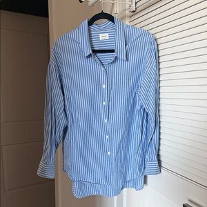 Wilfred Free Blue Striped Button-Up Shirt